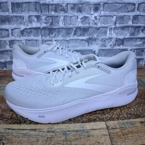 Brooks Ghost Max White Oyster Metallic Silver Running Shoes Mens Size 14 New
